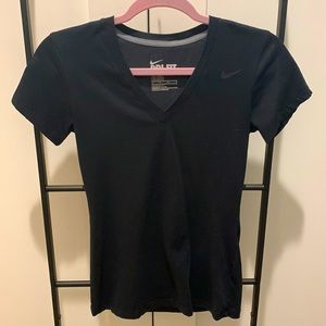 Womens Black Nike Dri-Fit V-Neck T-Shirt